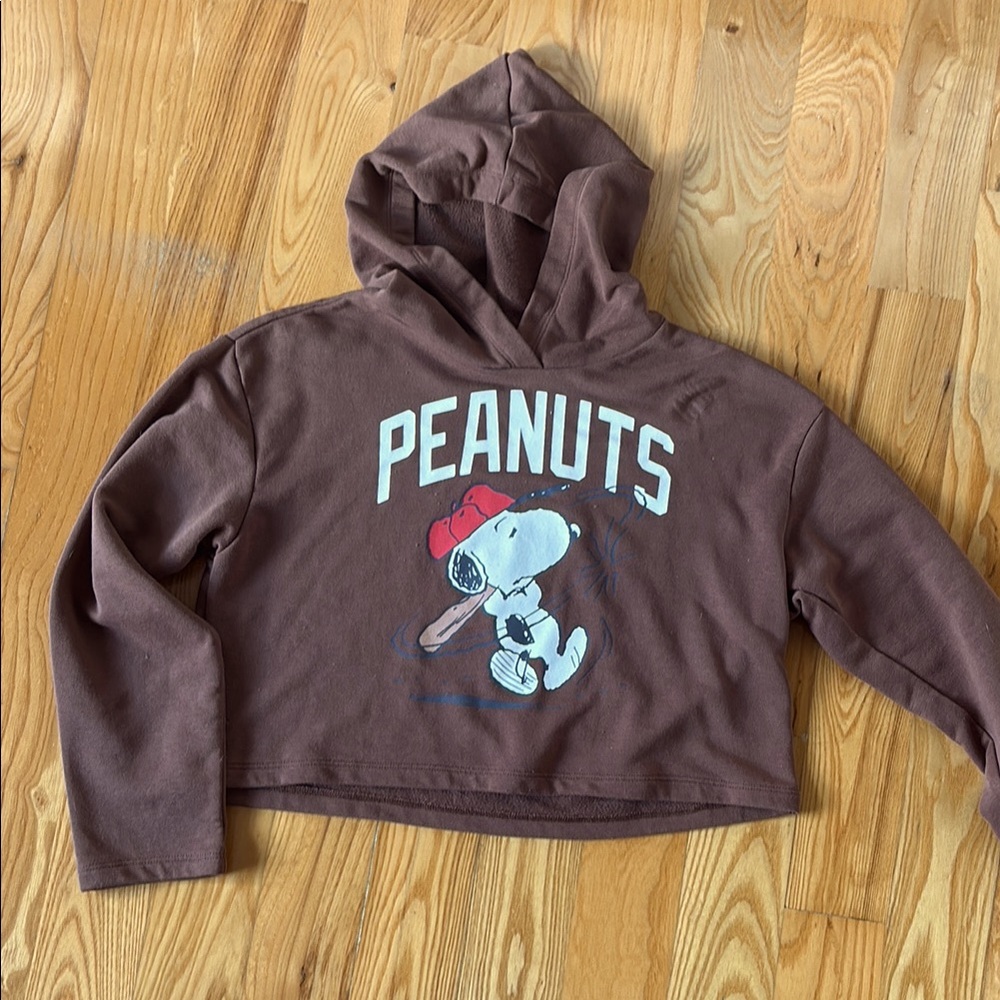 H&M Brown Snoopy croped Hoodie